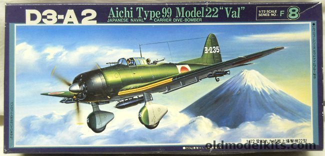 Fujimi 1/72 Aichi type 99 Model 22 D3-A2 Val Carrier Dive Bomber - Markings for Two Aircraft, 7A-F8-800 plastic model kit